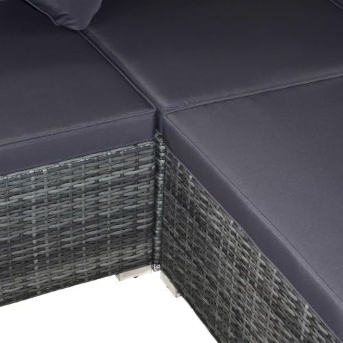Outsunny 7 Piece Patio Furniture Set Wicker Outdoor Sectional Gray