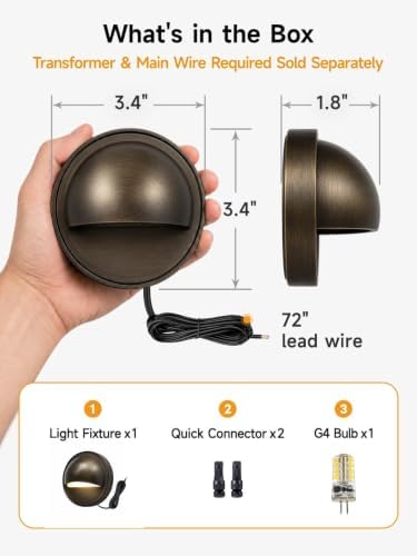 Gardenreet Solid Brass Deck Light, 12V, Bronze, Bulb Not Included, 1 Pack