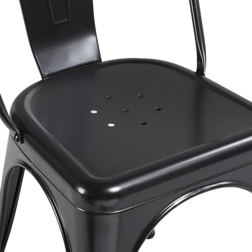 Yaheetech Metal Dining Chairs Set of 4, Stackable Outdoor Chairs, Black