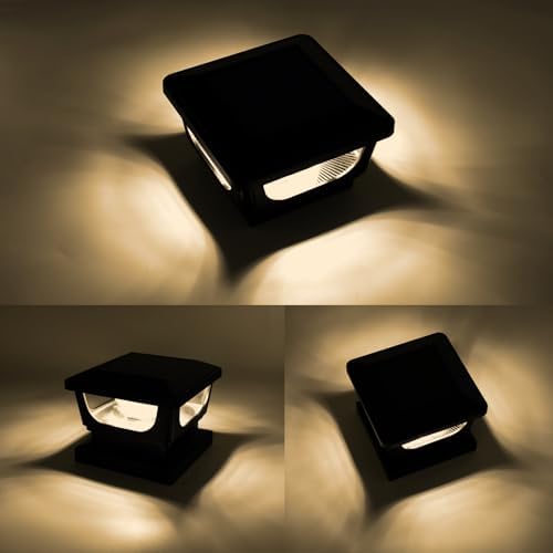 Solar Post Cap Lights for 3x3 Metal/Vinyl & 4x4 Wood Posts, Black-6 Pack