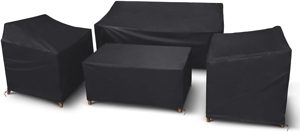 STARTWO Patio Furniture Cover 4 Piece Set, Black 600D, X-Large