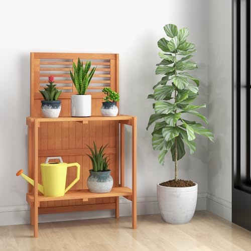 Giantex Folding Potting Bench, 2-Tier Gardening Workstation w/Storage Shelves...