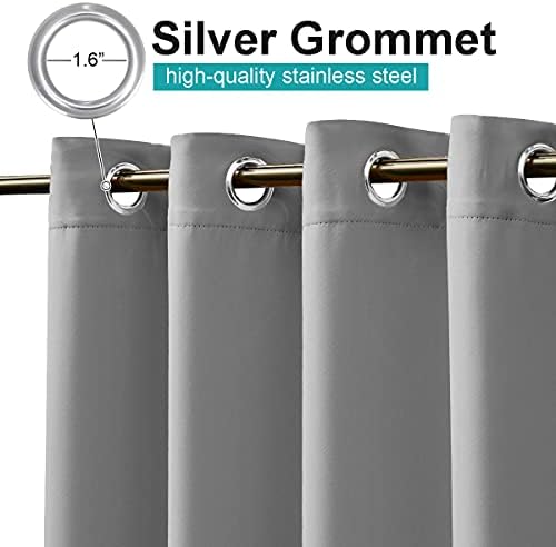 NICETOWN 2 Panels Outdoor Curtains for Patio Waterproof, Rustproof Grommet Bl...