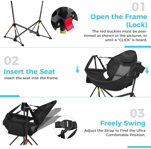 Ainfox Hammock Camping Chair, Foldable Portable Rocking Chairs for Adults Out...