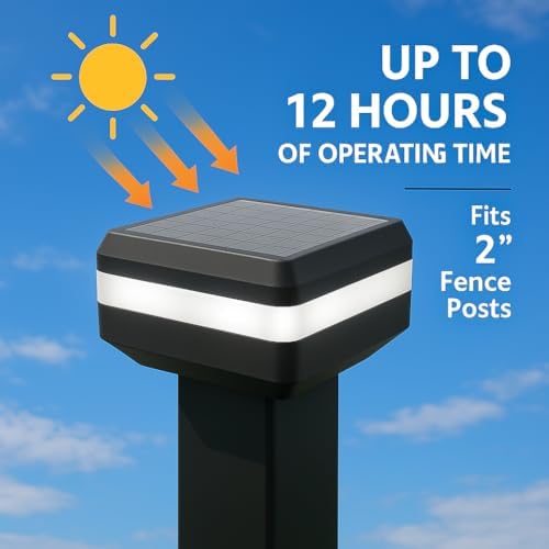 4 Pack Solar Post Cap Lights for 2x2 Inch Aluminum, Wrought Iron, and Garden/...