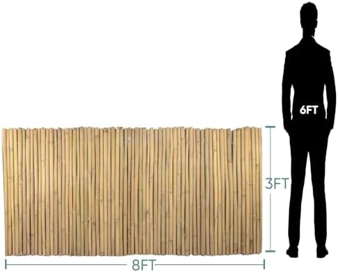 Jollybower 3Ft High x 8Ft Long x 0.7In D Bamboo Screen, Natural Bamboo Fence ...