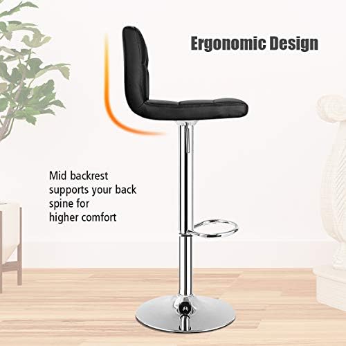 COSTWAY Bar Stools Set of 2, Modern Swivel Adjustable Height PU Leather Barst...