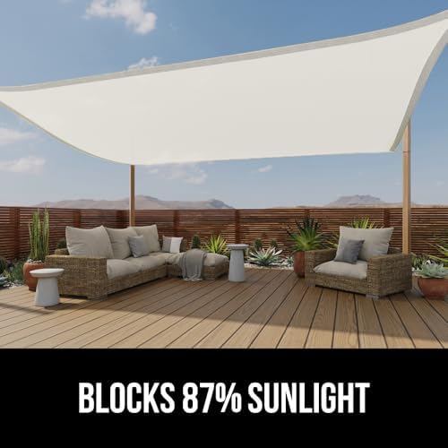 GORILLA GRIP Heavy Duty Sun Shade Sail for Outdoor Patio, 8x12 FT, Ivory