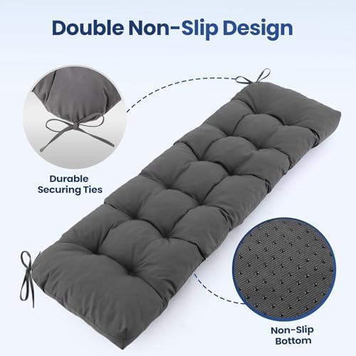 IASEAHK Outdoor Bench Cushion 48x18x5 Inch, Waterproof & Fade-Resistant P...