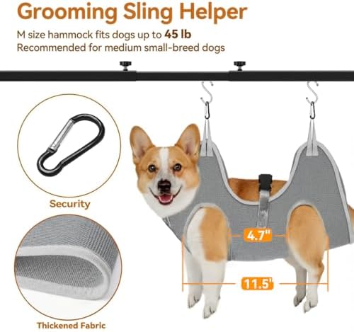 H Shape Dog Grooming Arm for Table, M Size Hammock, 42" H, 31-43" W