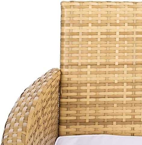 SAFAVIEH Outdoor Collection Bandele Natural/White Cushion 4-Piece Conversatio...