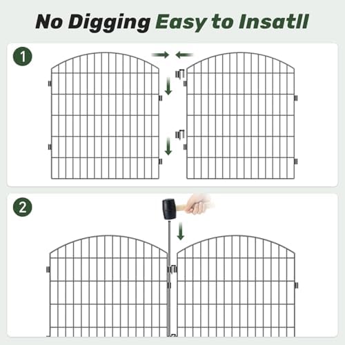 3-Layer Garden Fence with Gate 10 Panel 32in H×23ft L