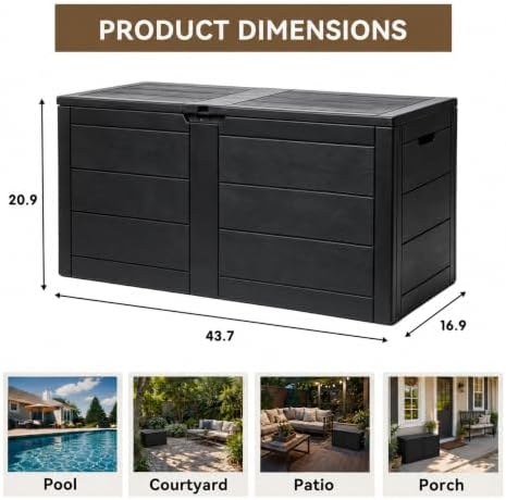 70 Gallon Deck Box, Outdoor Storage Box Waterproof, Patio Storage