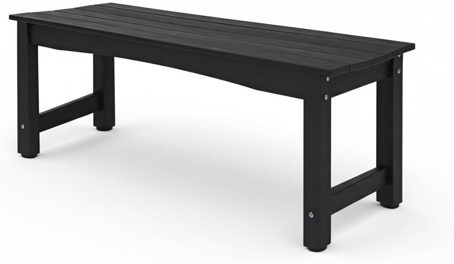 2-Person HIPS Outdoor Benches Weatherproof, Black