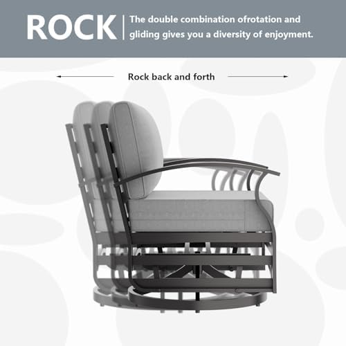 Patio Furniture Set 3-Piece Aluminum Armrest Sofa, All-Weather Patio Conversa...