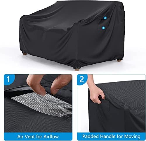 Mrrihand 3-Seater Outdoor Patio Sofa Cover Waterproof 87"W×37"D×35&...