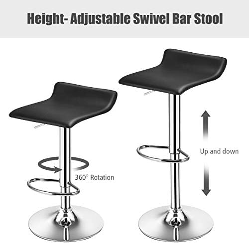 COSTWAY Set Swivel Bar Stools Adjustable Contemporary Modern Design Chrome Hy...