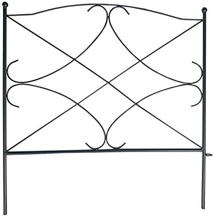 AshmanOnline Galvanized Garden Fence 24in x 10ft, Black (Set of 5) - Outdoor ...