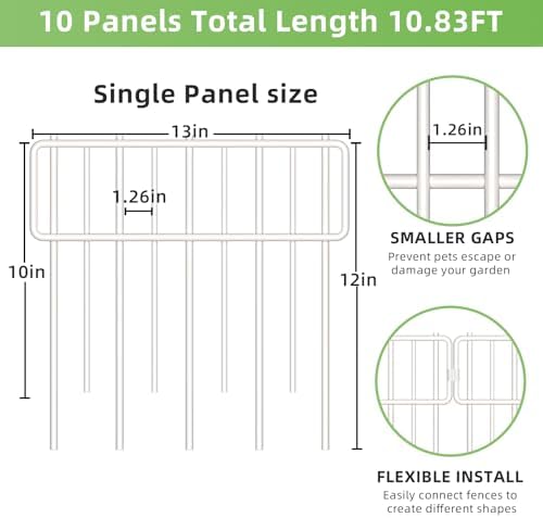 Blingluck Animal Barrier Fence, 10 Pcs Upgrade 1.26 in Gap Decorative Fences ...