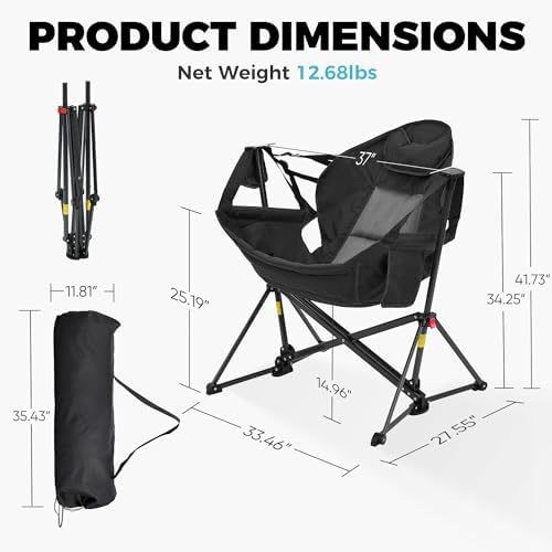 Ainfox Hammock Camping Chair, Foldable Portable Rocking Chairs for Adults Out...
