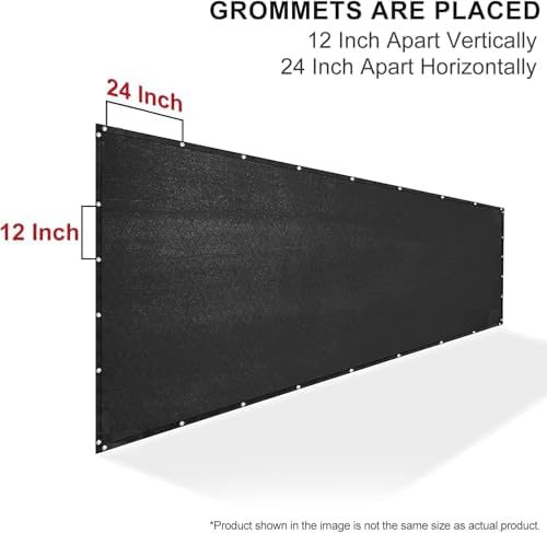 6' x 10' Black Privacy Screen Fence Cover Heavy Duty Fencing Mesh wit...