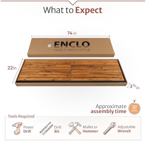 Enclo Easy Assembly Freestanding/Surface Mounted Privacy Screen, Hardwood