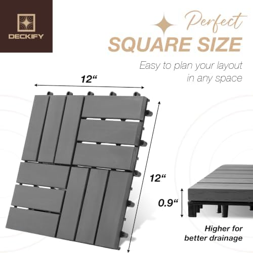 Acacia Interlocking Deck Tiles Outdoor Waterproof All Weather Gray Crossed