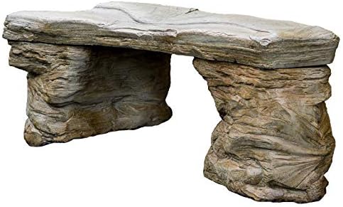 Cast Stone Petrified Rock Bench, Outdoor Garden Patio Bench 3 Piece Hand Scul...