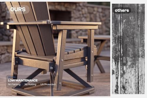 4-Piece Adirondack Swivel Glider Chair Set, Composite HDPE Outdoor Furniture ...