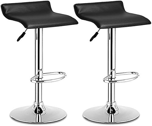COSTWAY Set Swivel Bar Stools Adjustable Contemporary Modern Design Chrome Hy...