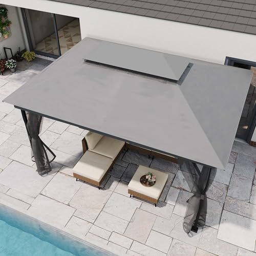 LAUSAINT HOME 10x13 Upgraded Gazebo with Netting and Double Roof