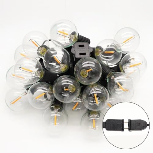 Outdoor String Light 50FT Patio Black with 52 Shatterproof G40 LED Clear Glob...