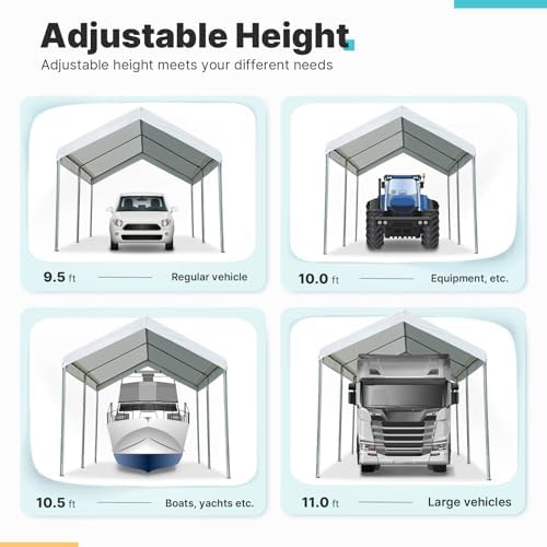 ADVANCE OUTDOOR Adjustable 10x15 ft Heavy Duty Carport Car Canopy Garage Boat...