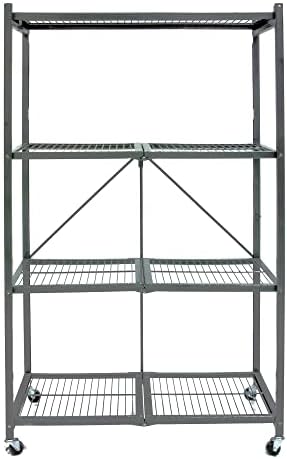 Origami R5 Series Foldable 4-Tier Heavy-Duty Steel Storage Rack, Pewter