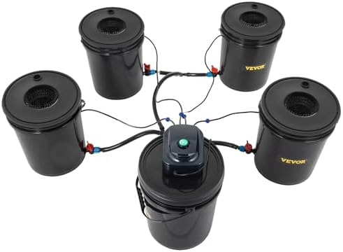 VEVOR 5 Buckets DWC Hydroponic System, 5 Gallon, Deep Culture, Plants Grow Ki...