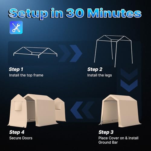 ADVANCE OUTDOOR 6x8 ft Outdoor Portable Storage Shelter Shed with 2 Roll up Z...