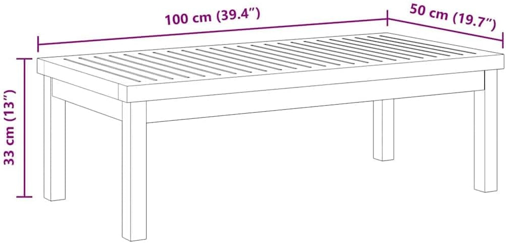 vidaXL Coffee Table 39.4"x19.7"x13" Solid Acacia Wood