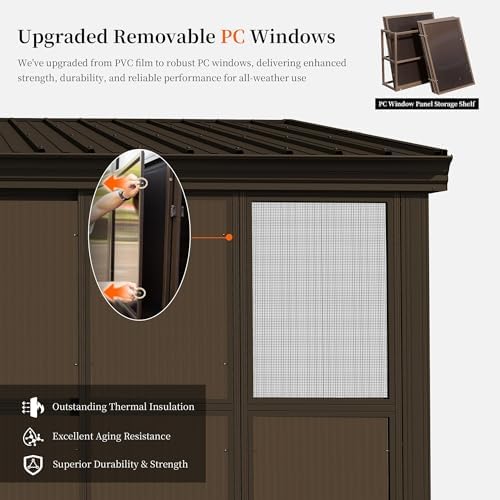 Domi 12x16FT Sunroom, Wall Mounted Sunroom Kit with Galvanized Steel Sloping ...