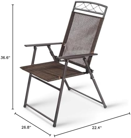 GIANTEX Set of 4 Patio Folding Sling Chairs Steel Camping Deck Garden Pool Ba...