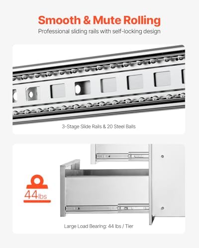 VEVOR Outdoor Kitchen Drawers 16"W x 28.5"H x 20.5"D Stainless...