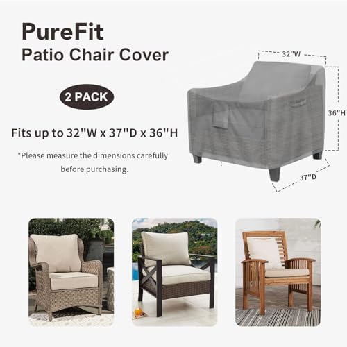 PureFit Outdoor Chair Covers Waterproof 2 Pack Patio Furniture Seat Covers