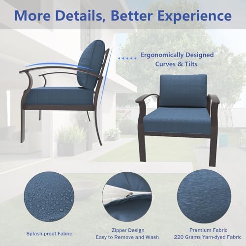 Aluminum 2-Seat Patio Furniture Set, Metal Outdoor Furniture Sectional Sofas ...