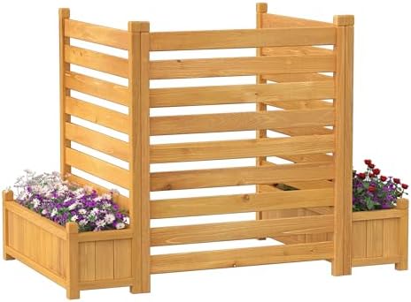 GDLF Air Conditioner Fence, Outdoor Wood AC Unit Privacy Screen, 3-Panel