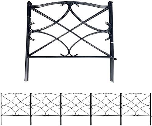 AshmanOnline Galvanized Garden Fence 24in x 10ft, Black (Set of 5) - Outdoor ...