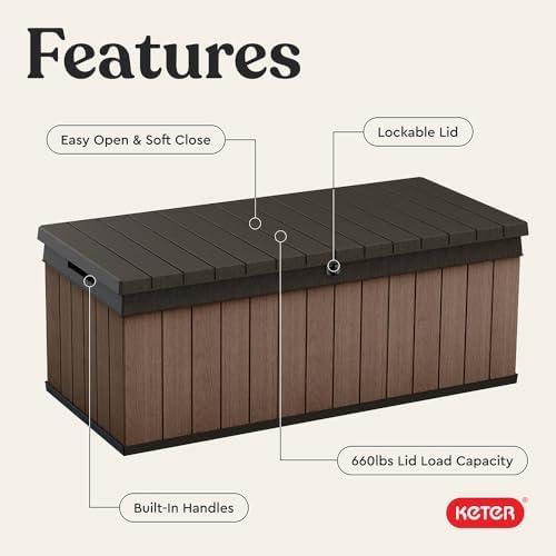 Keter Darwin 100 Gallon Resin Large Deck Box - Organization and Storage for P...