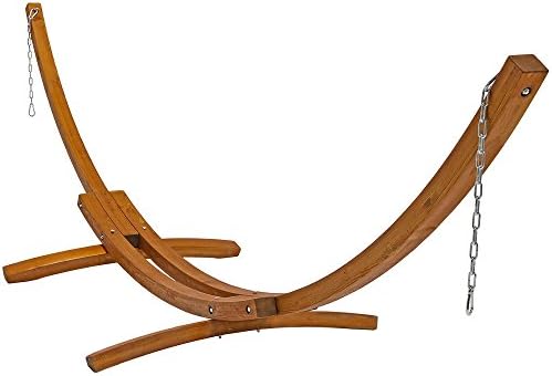 Sunnydaze Curved Wooden Hammock Stand for Outside, Heavy Duty, Large