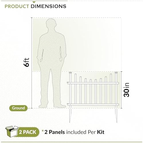 Zippity Washington Picket Fence Panels, White Vinyl DIY No Dig Kit