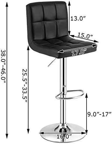 COSTWAY Bar Stools Set of 2, Modern Swivel Adjustable Height PU Leather Barst...