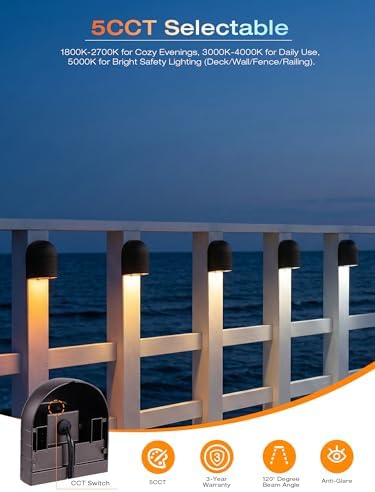 [12 Pack] CLOUDY BAY Low Voltage Fence Lights,12-24V AC/DC 5.5W LED Deck Ligh...