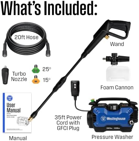Westinghouse ePX3100s Electric Pressure Washer, 2100 Max PSI 1.76 Max GPM wit...